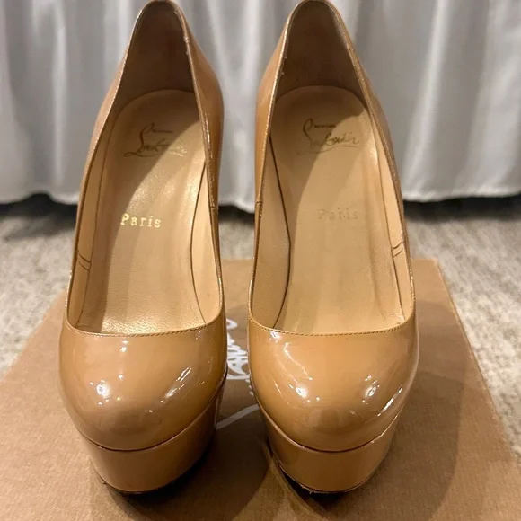 Christian Louboutin Nude Platform Heels - Picture 1 of 6